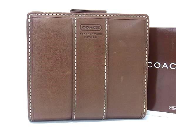 ■美品■ COACH コーチ レザー がま口 二つ折り 財布 ウォレット 小銭入れ 札入れ レディース メンズ ブラウン系 DK8714拍卖