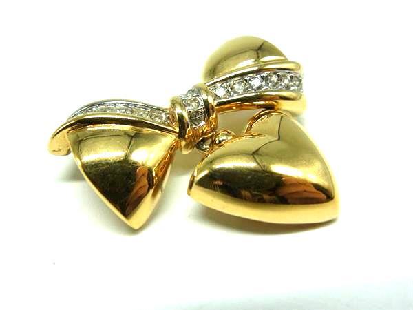 ■美品■ NINA RICCI ニナリッチ ラインストーン リボン ピンブローチ アクセサリー レディース ゴールド系 DK5472拍卖