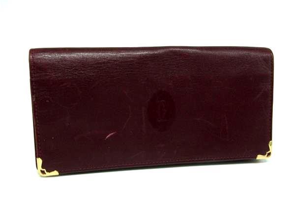 Cartier カルティエ マストライン レザー 二つ折り 長財布 ウォレット 札入れ 小銭入れ カード入れ レディース メンズ ボルドー系 DH7966拍卖