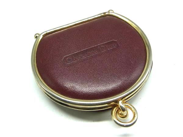ChristianDior ディオール ヴィンテージ レザー がま口 コインケース コインパース 小銭入れ レディース ボルドー系 DI7900拍卖
