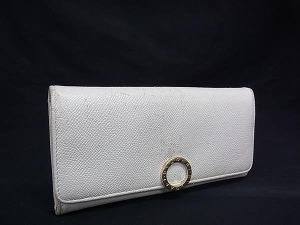 BVLGARI ブルガリブルガリ レザー 二つ折り 長財布 札入れ 小銭入れ カード入れ ウォレット アイボリー系 DI8187拍卖