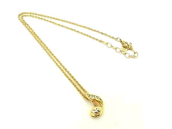 ■美品■ NINA RICCI ニナリッチ ラインストーン ネックレス ペンダント アクセサリー レディース ゴールド系×シルバー系 DK4604拍卖