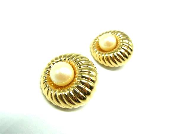 ■美品■ NINA RICCI ニナリッチ パール クリップ式 イヤリング アクセサリー レディース ゴールド系 DK4596拍卖