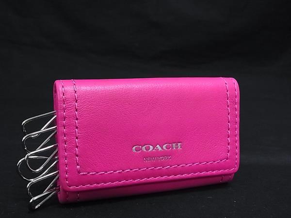 ■新品同様■ COACH コーチ レザー 6連 キーケース 鍵入れ レディース ピンク系 DJ4459拍卖