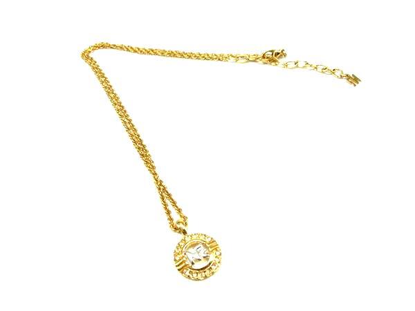 ■美品■ NINA RICCI ニナリッチ ラインストーン ネックレス ペンダント アクセサリー レディース ゴールド系 DK5570拍卖