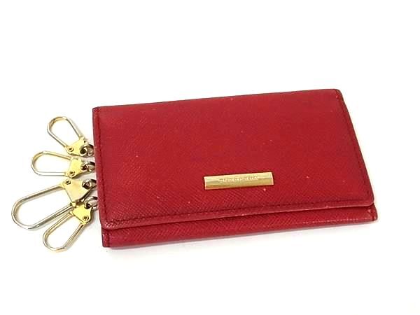 ■美品■ BURBERRY バーバリー レザー 4連 キーケース 鍵入れ レディース メンズ レッド系 DK3579拍卖