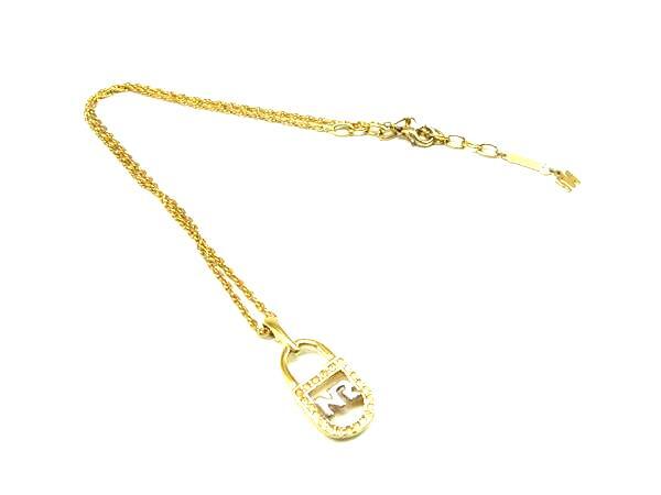 ■美品■ NINA RICCI ニナリッチ ロゴ カデナモチーフ ラインストーン ネックレス ペンダント アクセサリー ゴールド系 DK4698拍卖