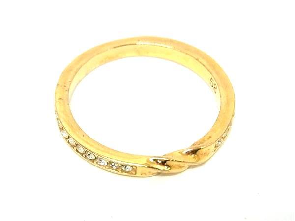 ■美品■ SWAROVSKI スワロフスキー ラインストーン リング 指輪 アクセサリー 約15号 レディース ゴールド系 DK5265拍卖