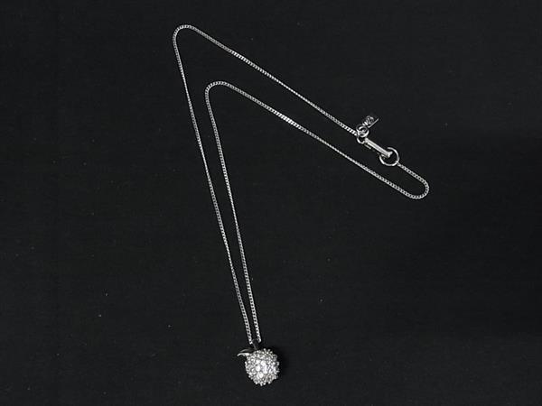 ■極美品■ SWAROVSKI スワロフスキー ラインストーン アップル ネックレス ペンダント アクセサリー レディース シルバー系 DK7762拍卖
