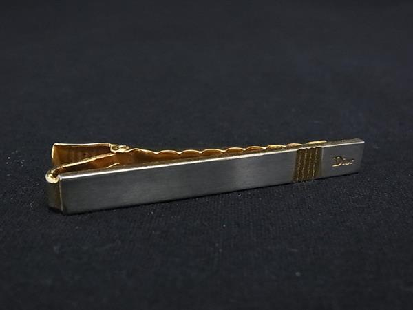 ■美品■ ChristianDior ディオール ヴィンテージ ネクタイピン タイクリップ アクセサリー メンズ シルバー系×ゴールド系 DK7206拍卖