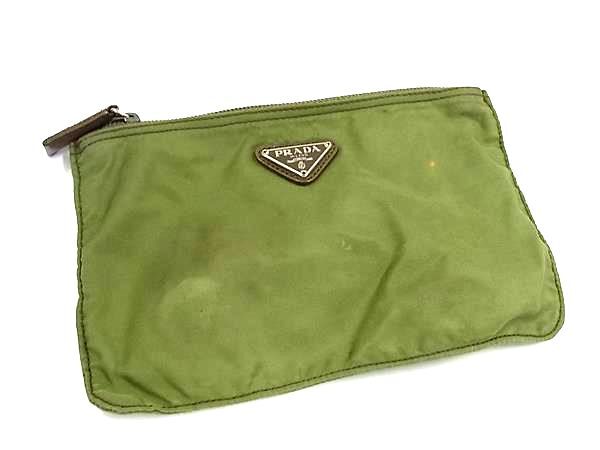 PRADA プラダ テスートナイロン ポーチ マルチケース 小物入れ レディース メンズ グリーン系 DK7315拍卖