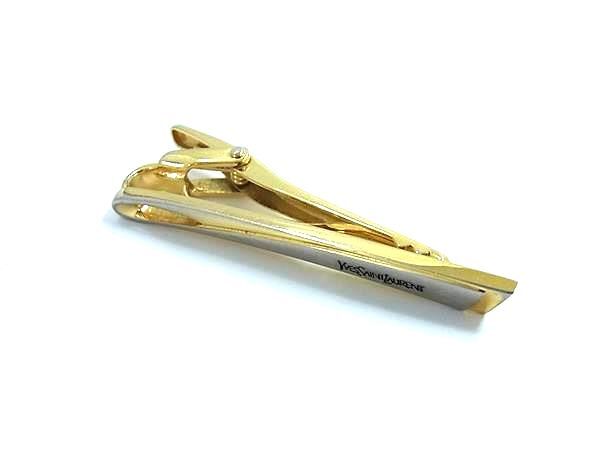 YVESSAINTLAURENT イヴサンローラン ネクタイピン タイクリップ アクセサリー ビジネス 紳士 メンズ ゴールド系×シルバー系 DK7857拍卖