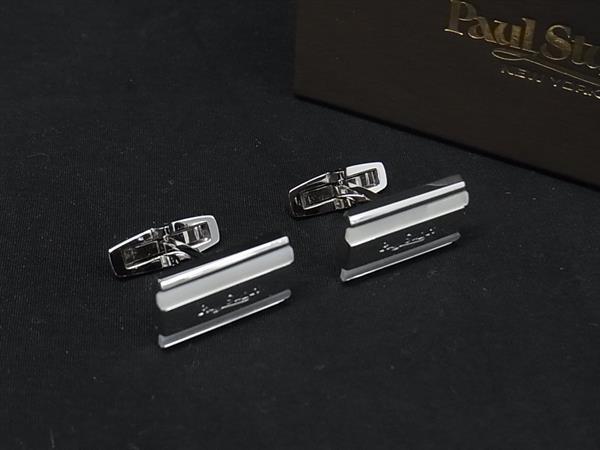 ■極美品■ Paul Stuart ポールスチュアート ロゴ カフリンクス カフスボタン アクセサリー ビジネス 紳士 メンズ シルバー系 DK6464拍卖