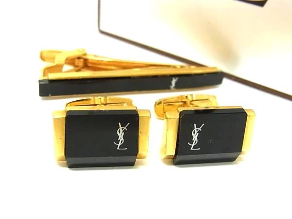 YVESSAINTLAURENT イヴサンローラン ヴィンテージ カフス カフリンクス ネクタイピン タイクリップ 2点セット ゴールド系 DK7212拍卖