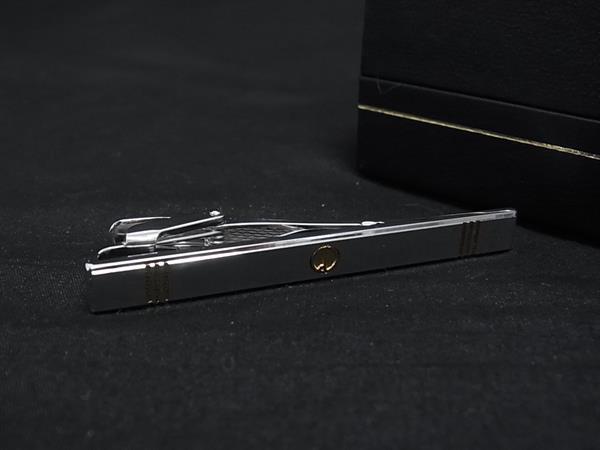 ■新品同様■ dunhill ダンヒル ネクタイピン タイクリップ アクセサリー ビジネス 紳士 メンズ シルバー系×ゴールド系 DK6473拍卖