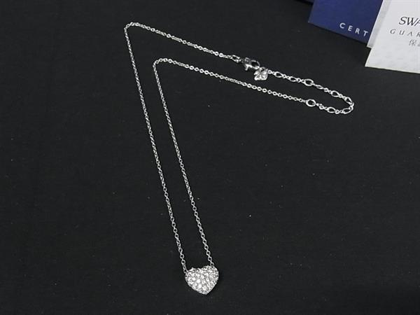 ■美品■ SWAROVSKI スワロフスキー ラインストーン ハート ネックレス ペンダント アクセサリー レディース シルバー系 DK3203拍卖