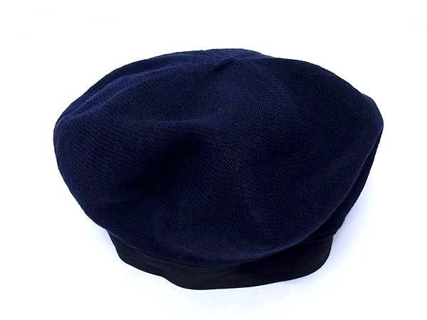 ■極美品■ CA4LA カシラ リネン85%×PVC15% ベレー帽 帽子 レディース ネイビー系 DK7226拍卖