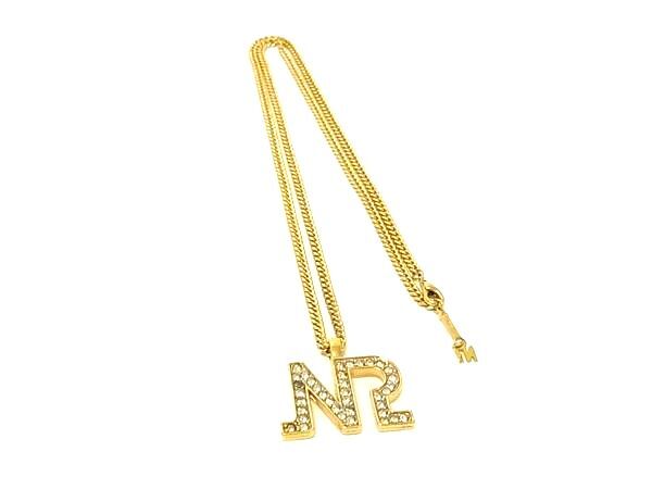 ■美品■ NINA RICCI ニナリッチ ラインストーン ネックレス ペンダント アクセサリー レディース ゴールド系 DK7468拍卖