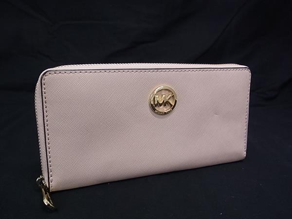 ■美品■ MICHAEL KORS マイケルコース 35H3GTVZ3L レザー ラウンドファスナー 長財布 ウォレット レディース ピンク系 DK4825拍卖