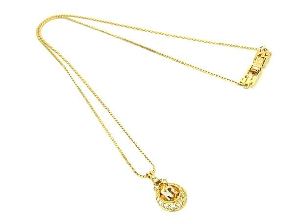 ■美品■ NINA RICCI ニナリッチ ラインストーン ネックレス ペンダント アクセサリー レディース ゴールド系×シルバー系 DK3643拍卖