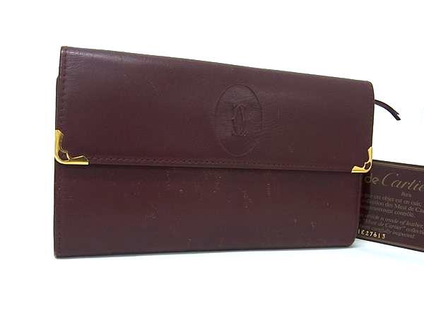 Cartier カルティエ マストライン レザー 二つ折り 長財布 ウォレット メンズ レディース ボルドー系 DK3520拍卖