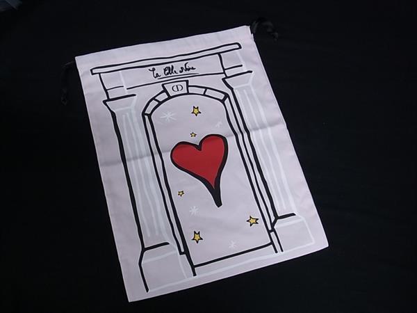 ■美品■ ChristianDior ディオール コットン×ポリエステル ハート 巾着 ポーチ マルチケース 小物入れ レディース ピンク系 DI6809拍卖