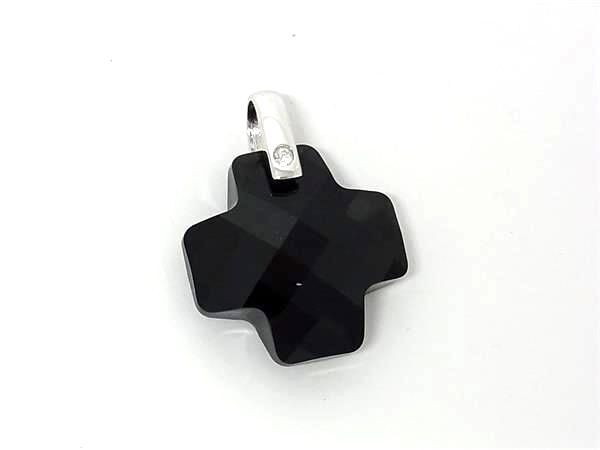 ■極美品■ SWAROVSKI スワロフスキー クロス 十字架 トップのみ ネックレストップ アクセサリー レディース ブラック系 DK5210拍卖