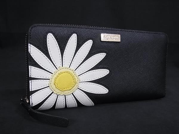 ■美品■ kate spade ケイトスペード WLRU2784 レザー デイジー 花柄 ラウンドファスナー 長財布 ウォレット 札入れ 小銭入れ DK7576拍卖
