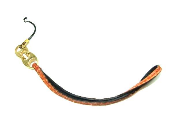 GUCCI グッチ インターロッキングG レザー ストラップ キーホルダー アクセサリー ゴールド系×オレンジ系 DK5904拍卖