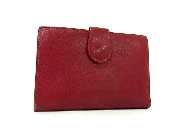 GUCCI グッチ 035 149 0842 レザー がま口 二つ折り 財布 ウォレット レディース レッド系 DI8013拍卖