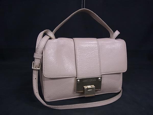 1円 JIMMY CHOO ジミーチュウ ライリー レザー 2WAY ワンハンドル ハンドバッグ ショルダー 斜め掛け レディース ベージュ系 FR6641拍卖