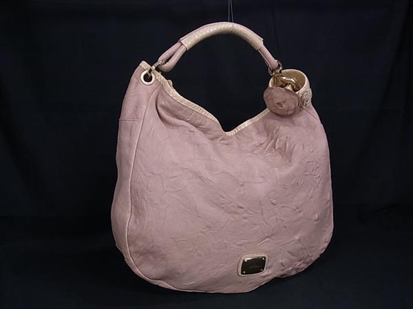 1円 ■極上■本物■ JIMMY CHOO ジミーチュウ スカイバッグ パイソン×レザー ワンハンドル ハンドバッグ レディース ピンク系 FR6661拍卖