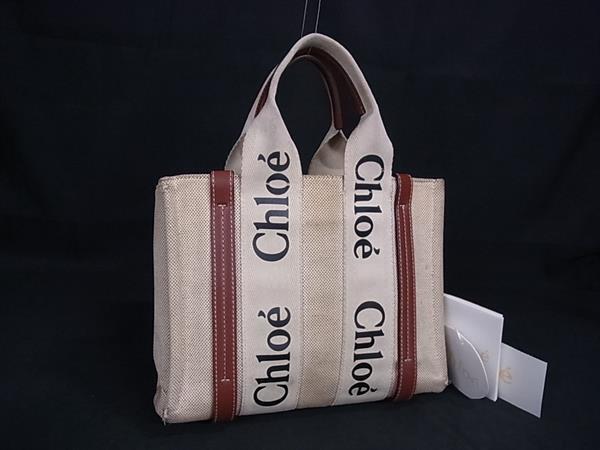 1円 Chloe クロエ ウッディ キャンバス×レザー ハンドバッグ トートバッグ レディース ブラウン系 GA5858拍卖