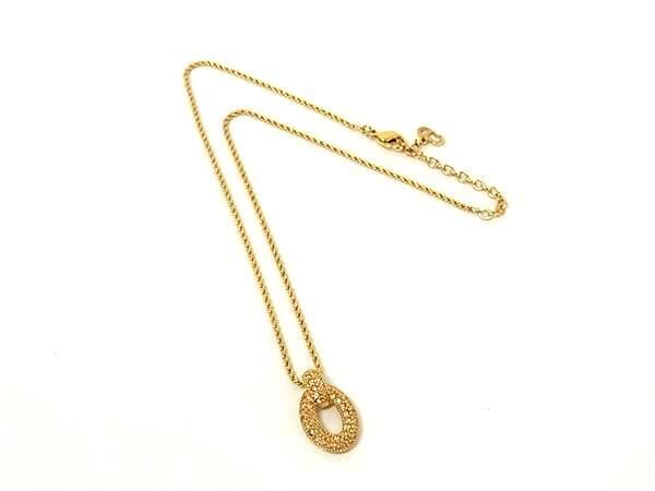 1円 ■極美品■ ChristianDior ディオール ヴィンテージ ラインストーン ネックレス ペンダンド アクセサリー ゴールド系 FU6170拍卖