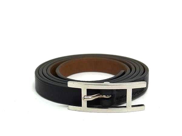 1円 ■美品■ HERMES エルメス アピ3 レザー シルバー金具 3連 ブレスレット □A刻印 2017年 メンズ レディース ブラック系 FU6190拍卖