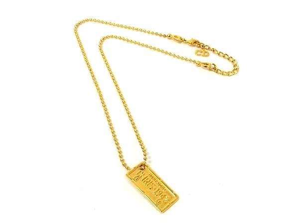 1円 ChristianDior クリスチャンディオール プレート ネックレス ペンダント アクセサリー メンズ レディース ゴールド系 FP8835拍卖