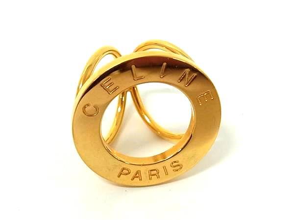 1円 CELINE セリーヌ サークル金具 スカーフリング スカーフ留め アクセサリー レディース ゴールド系 FP8838拍卖