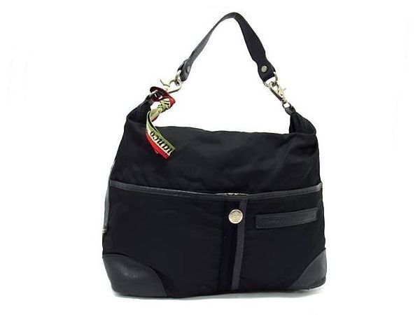 1円 ■美品■ Orobianco オロビアンコ ナイロン×レザー ワンショルダー トートバッグ 肩掛けかばん レディース ブラック系 BM9998拍卖