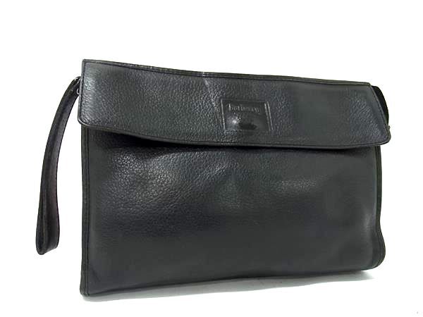 1円 Burberrys バーバリーズ レザー クラッチバッグ セカンドバッグ メンズ レディース ブラック系 BM9971拍卖