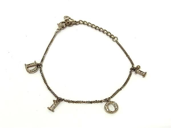 1円 ChristianDior クリスチャンディオール ラインストーン ブレスレット アクセサリー レディース シルバー系 FU6072拍卖