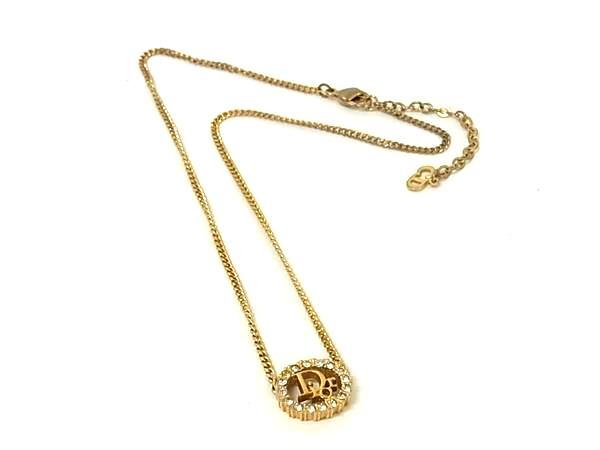 1円 ChristianDior ディオール ヴィンテージ ラインストーン ネックレス ペンダント アクセサリー レディース ゴールド系 FU6117拍卖