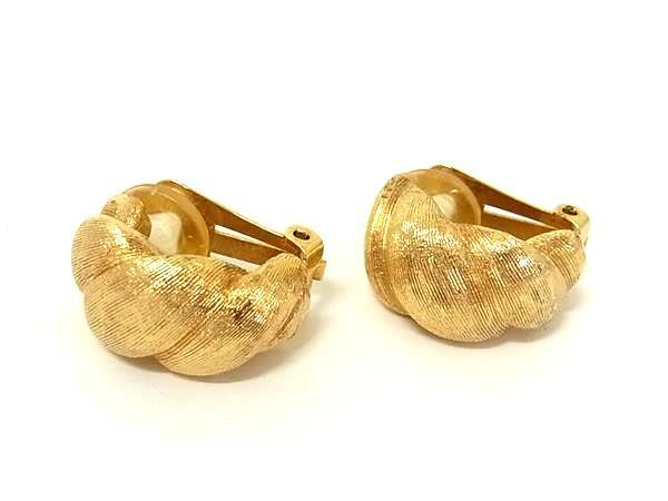 1円 ■美品■ ChristianDior クリスチャンディオール ヴィンテージ クリップ式 イヤリング アクセサリー レディース ゴールド系 FU6123拍卖