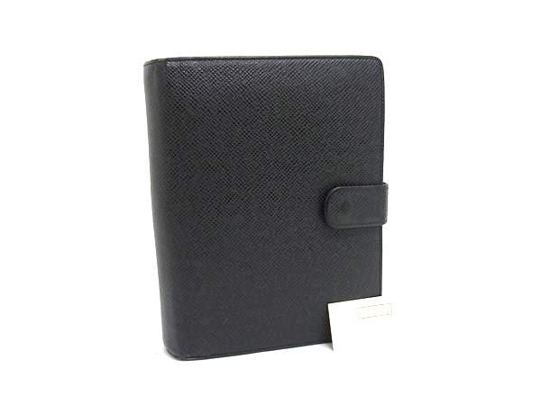 1円 LOUIS VUITTON ルイヴィトン R20222 タイガ アジェンダMM 6穴式 手帳カバー スケジュール帳 アドレス帳 ブラック系 FU5959拍卖
