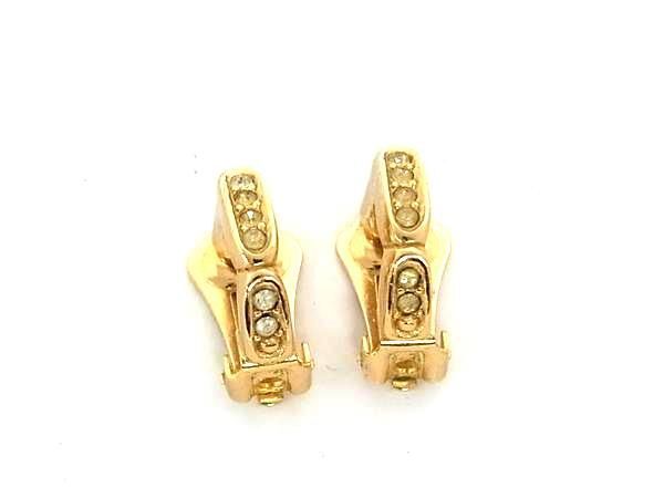 1円 ■美品■ ChristianDior クリスチャンディオール ヴィンテージ クリップ式 イヤリング アクセサリー レディース ゴールド系 FU5984拍卖