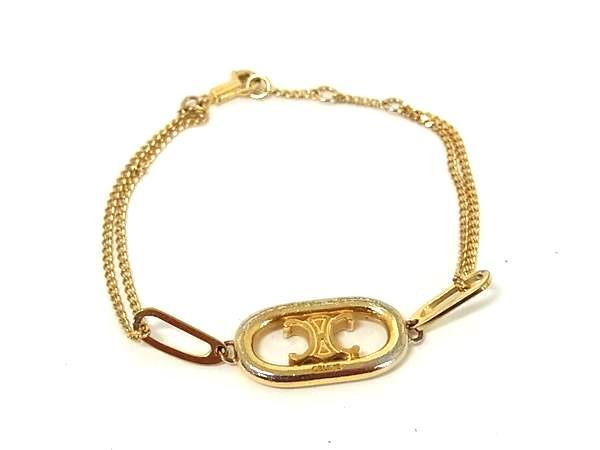 1円 CELINE セリーヌ WSM2272 マカダム ブレスレット アクセサリー レディース ゴールド系 FU6029拍卖
