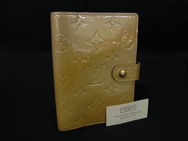 1円 LOUIS VUITTON ルイヴィトン R21001 モノグラムヴェルニ アジェンダPM 6穴式 手帳カバー スケジュール帳 ベージュ系 FN7994拍卖
