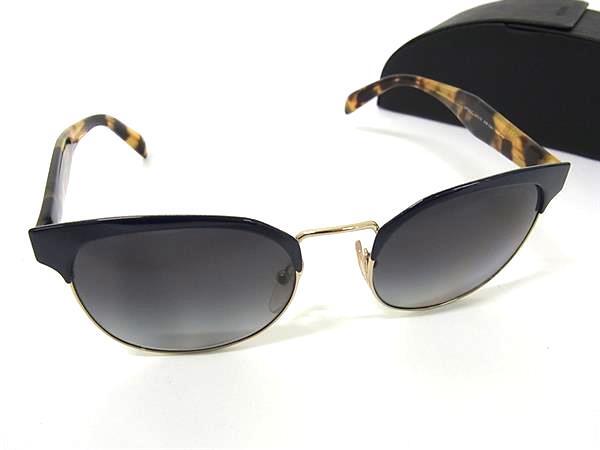 1円 ■美品■ PRADA プラダ SPR61T 54□19 VH8-5W1 べっ甲調 サングラス メガネ 眼鏡 レディース メンズ ネイビー系×ブラウン系 FU5851拍卖