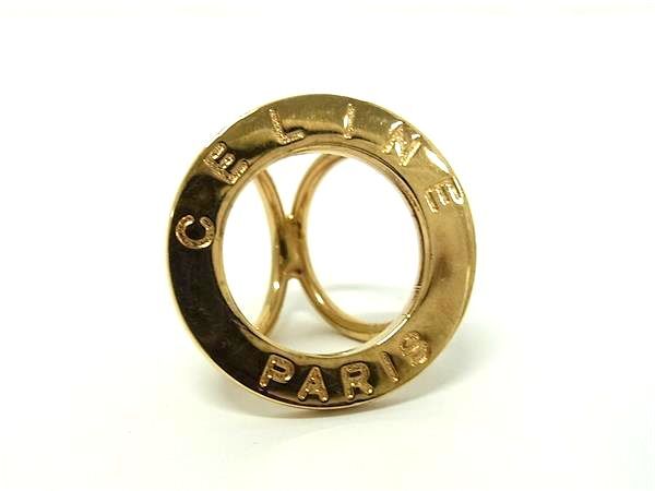 1円 CELINE セリーヌ サークル金具 スカーフリング スカーフ留め アクセサリー レディース ゴールド系 FS7376拍卖