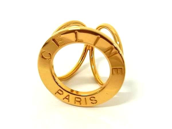 1円 ■美品■ CELINE セリーヌ サークル金具 スカーフリング スカーフ留め アクセサリー レディース ゴールド系 FS7361拍卖