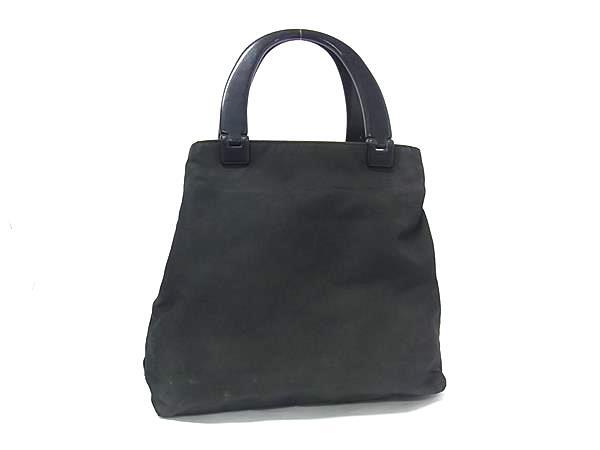 1円 PRADA プラダ テスートナイロン プラスチックハンドル ハンドバッグ トート レディース ブラック系 FP8693拍卖